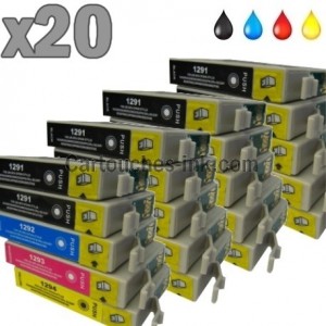 20 cartouches compatibles Epson T1291 à T1294 lot T1295 