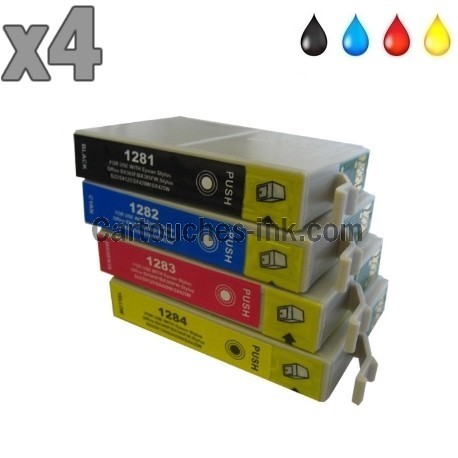 4 cartouches compatibles Epson T1281 à T1284 lot T1285 