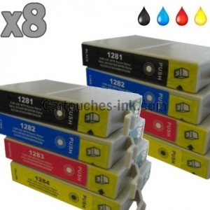 8 cartouches compatibles Epson T1281 à T1284 lot T1285 