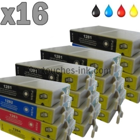 16 cartouches compatibles Epson T1281 à T1284 lot T1285 