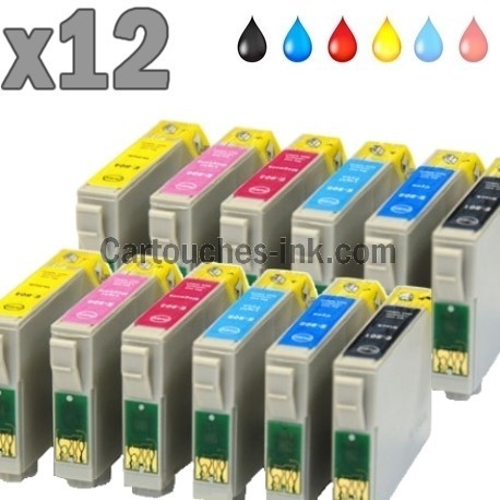 12 cartouches compatibles Epson T0801 à T0806 lot T0807 