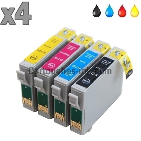 4 cartouches compatibles Epson T0711 à T0714 lot T0715 