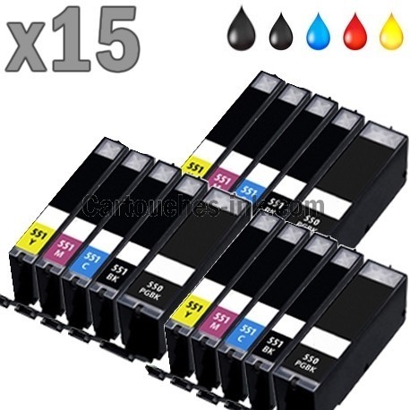 15 cartouches compatibles Canon PGI-550 CLI-551