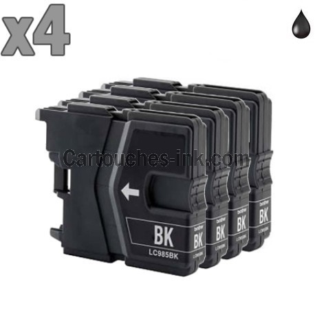 4 cartouches noir compatibles Brother LC985
