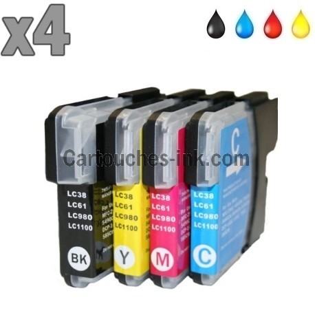 4 cartouches compatibles Brother LC980 / LC1100