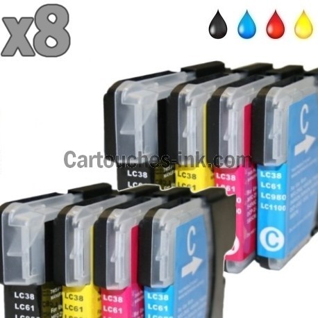 8 cartouches compatibles Brother LC980 / LC1100