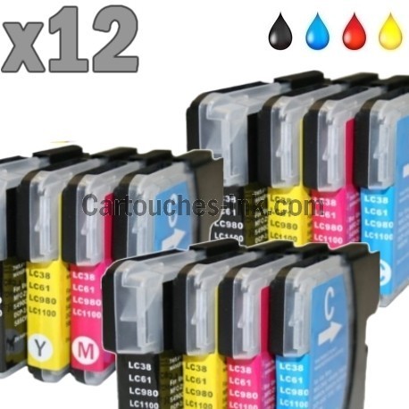 12 cartouches compatibles Brother LC980 / LC1100