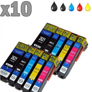 10 cartouches compatibles Epson T2621 à T2634, lot T2636 ou 26XL