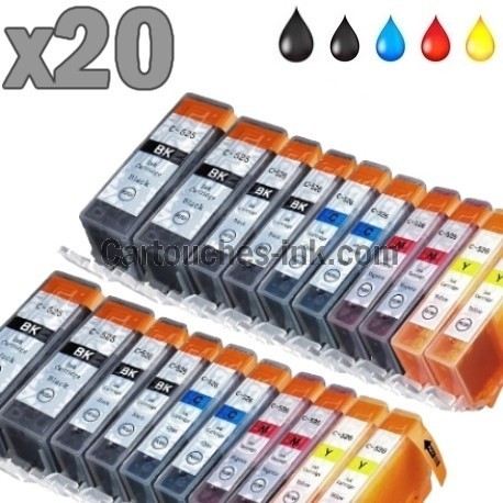 20 cartouches compatibles Canon PGI-525 CLI-526