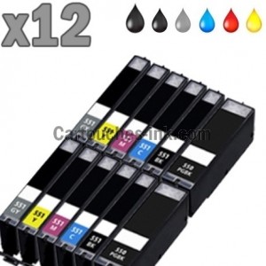 12 cartouches compatibles Canon PGI-550 CLI-551