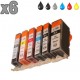 6 Cartouches compatibles Canon PGI-525 CLI-526
