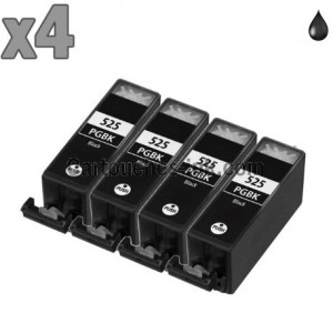 4 Cartouches noir compatibles Canon PGI-525 BK 