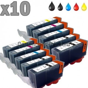 10 cartouches compatibles Canon PGI-520 CLI-521