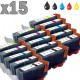 15 cartouches compatibles Canon PGI-520 CLI-521