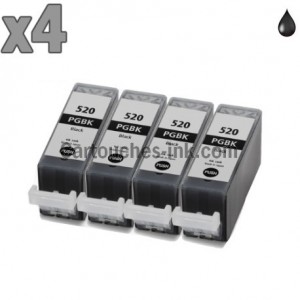 4 cartouches noir compatibles Canon PGI-520 BK