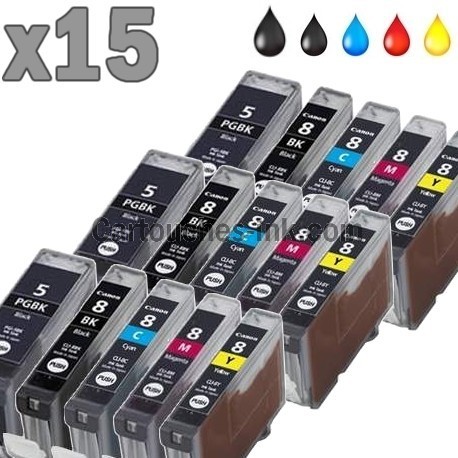 15 cartouches compatibles Canon PGI-5 CLI-8