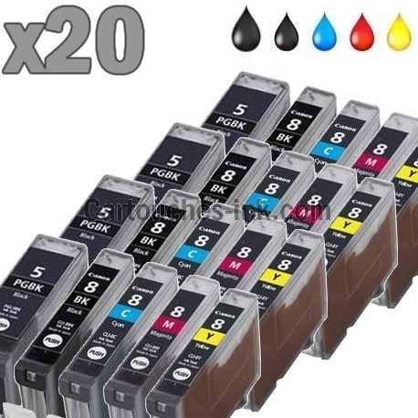 20 cartouches compatibles Canon PGI-5 CLI-8