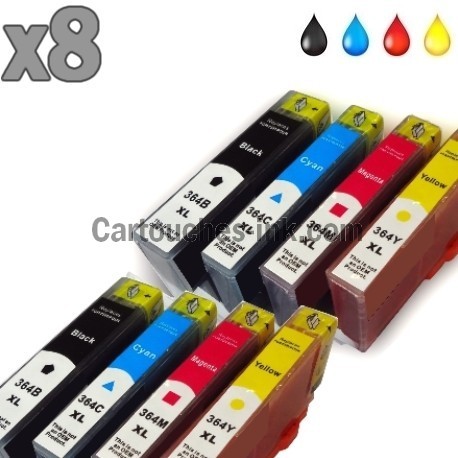 8 cartouches compatibles HP 364XL