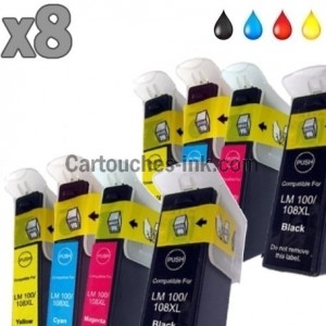 8 cartouches compatibles Lexmark 100XL / 105XL / 108XL