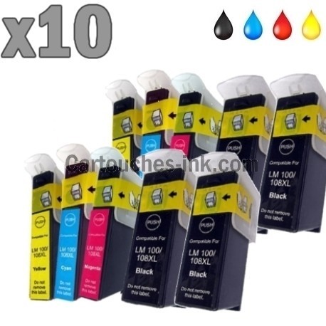 10 cartouches compatibles Lexmark 100XL / 105XL / 108XL
