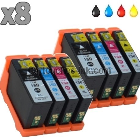 8 cartouches compatibles Lexmark 150XL / 155XL 