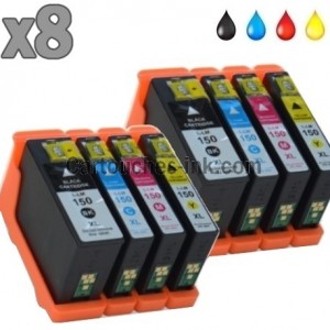 8 cartouches compatibles Lexmark 150XL / 155XL 