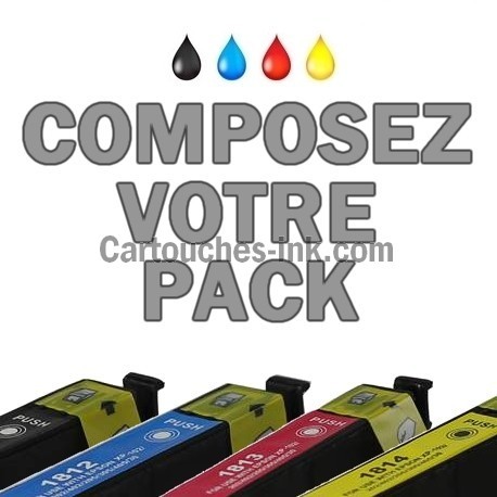 cartouches compatibles Epson T1811, T1812, T1813, T1814, lot T1816 ou 18XL