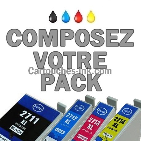 Cartouches compatibles Epson T2711, T2712, T2713, T2714, T2715, 27XL.