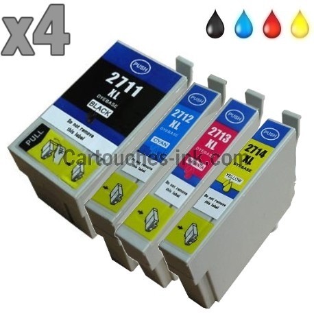 Cartouches compatibles Epson T2711, T2712, T2713, T2714, T2715, 27XL.