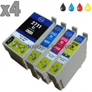 Cartouches compatibles Epson T2711, T2712, T2713, T2714, T2715, 27XL.