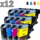 12 cartouches compatibles Brother LC127XL/LC125XL