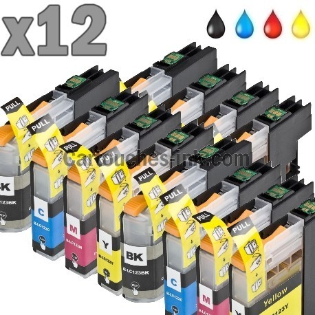 12 cartouches compatibles Brother LC121/LC123