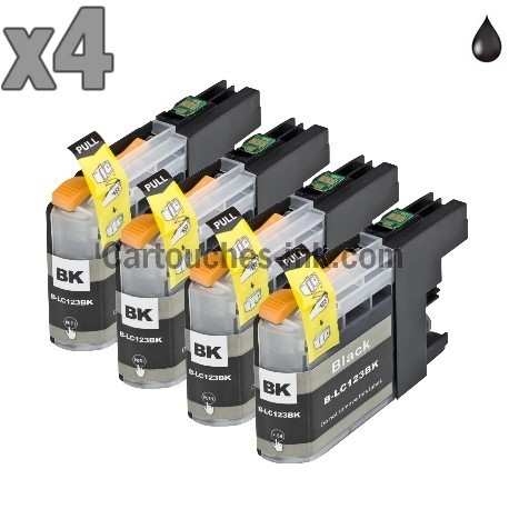 4 cartouches noir compatibles Brother LC121/LC123