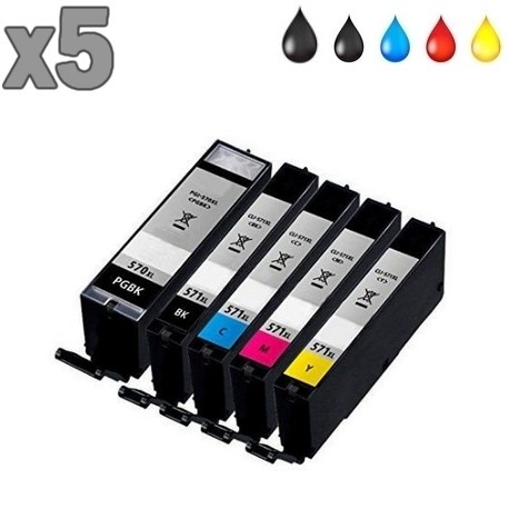 5 cartouches compatibles Canon PGI-570 CLI-571